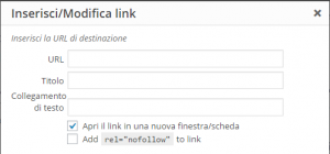 Editor Link WordPress con Title and Nofollow For Links Installato