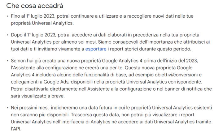 Annuncio Google Analytics 4