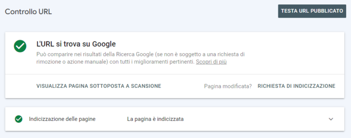 Controllo URL Search Console